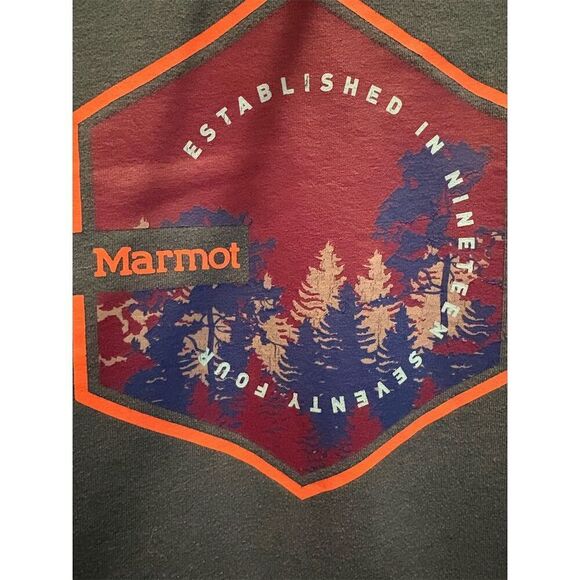 Marmot Men's Large Green Graphic Logo Pullover Hoodie - Picture 2 of 10